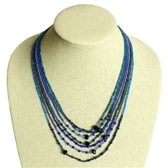 7 Strand Layered Necklace with Beautiful Beads and Crystals