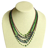 7 Strand Layered Necklace with Beautiful Beads and Crystals