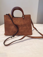 Angie Vintage Satchel with Wood Handle