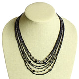 7 Strand Layered Necklace with Beautiful Beads and Crystals