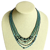 7 Strand Layered Necklace with Beautiful Beads and Crystals