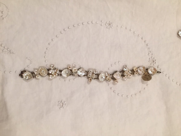 Silver Dollar Keshi Pearl Bracelet